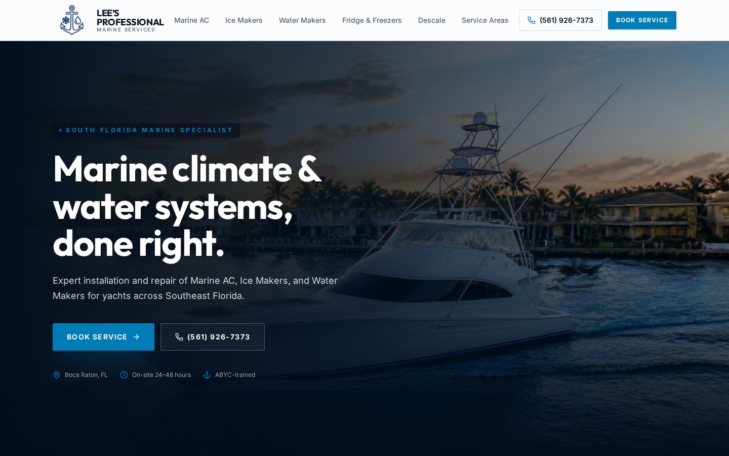 Lee's Marine AC website screenshot