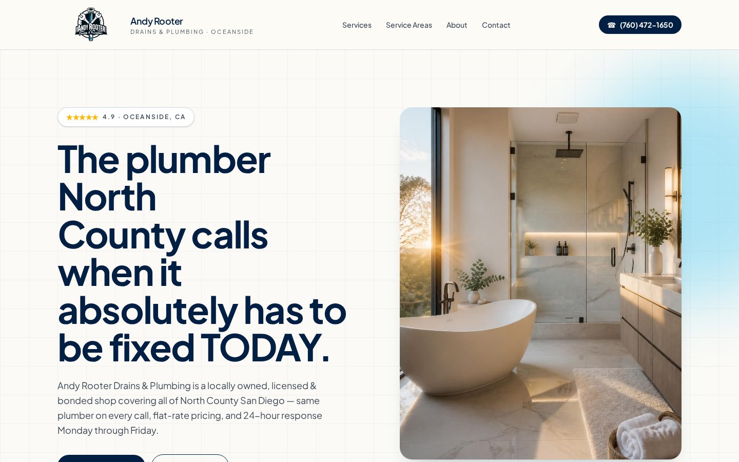 Andy Rooter Plumbing website screenshot