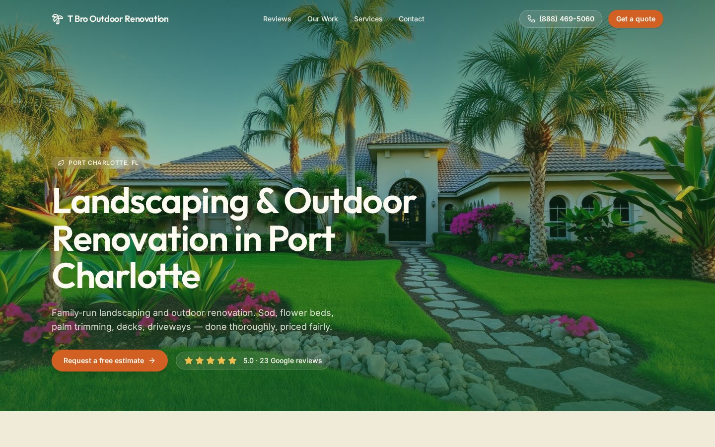 T Bro Outdoor Renovation website screenshot