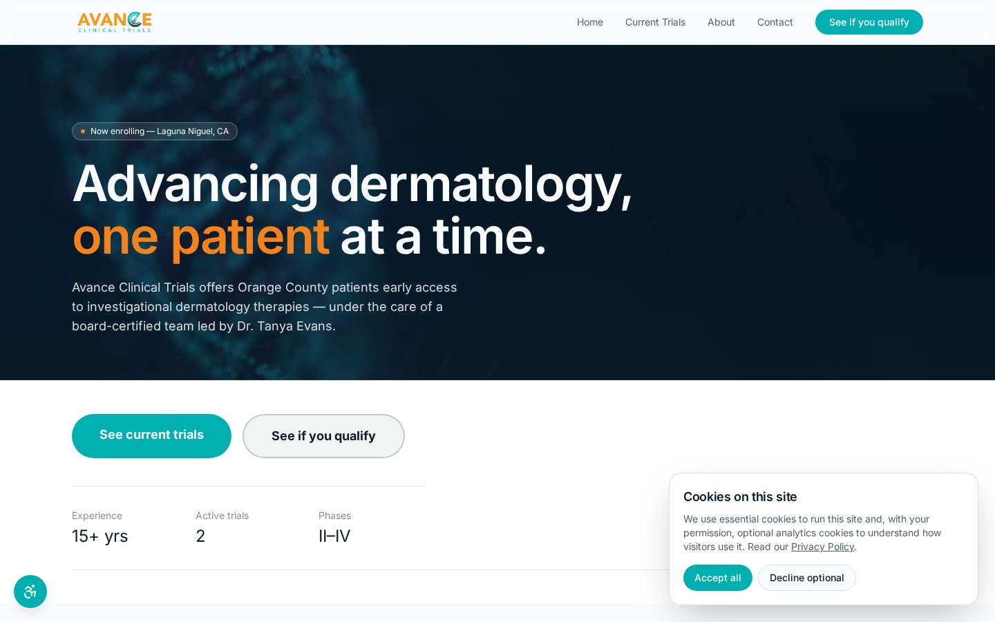 Avance Trials website screenshot