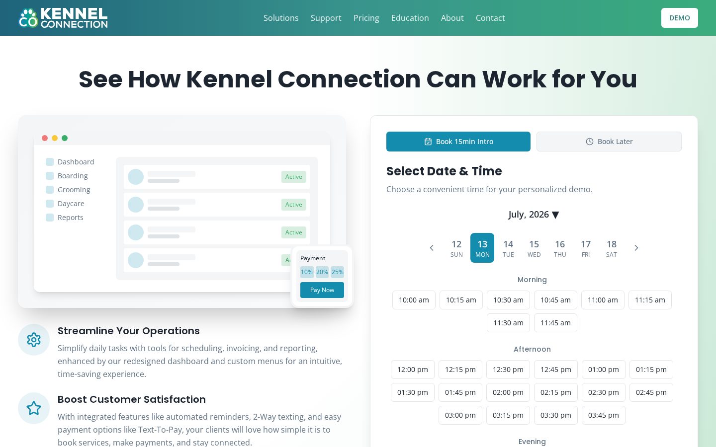 Kennel Connection website screenshot