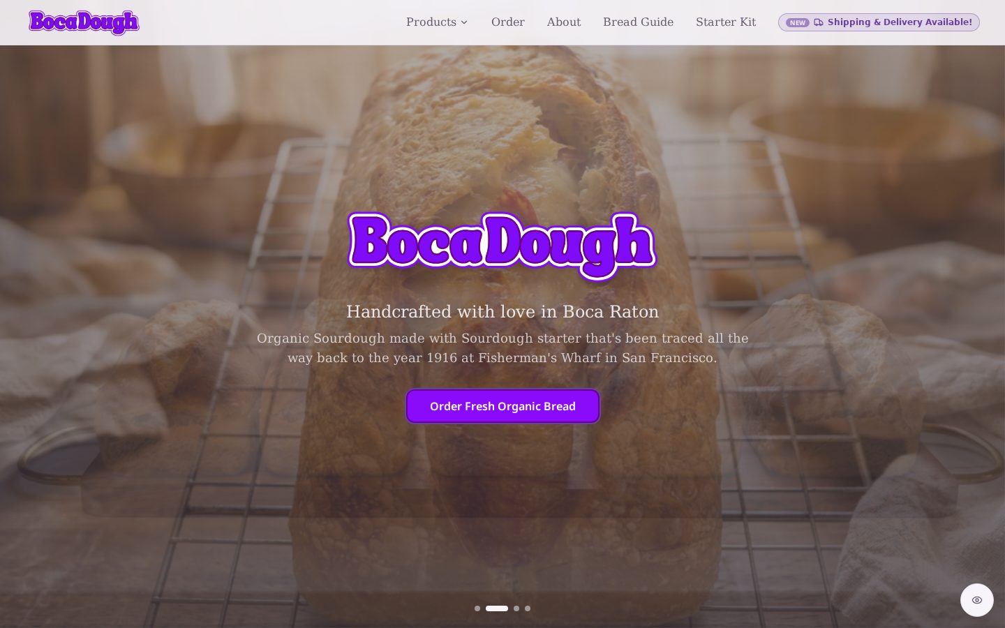 Boca Dough website screenshot
